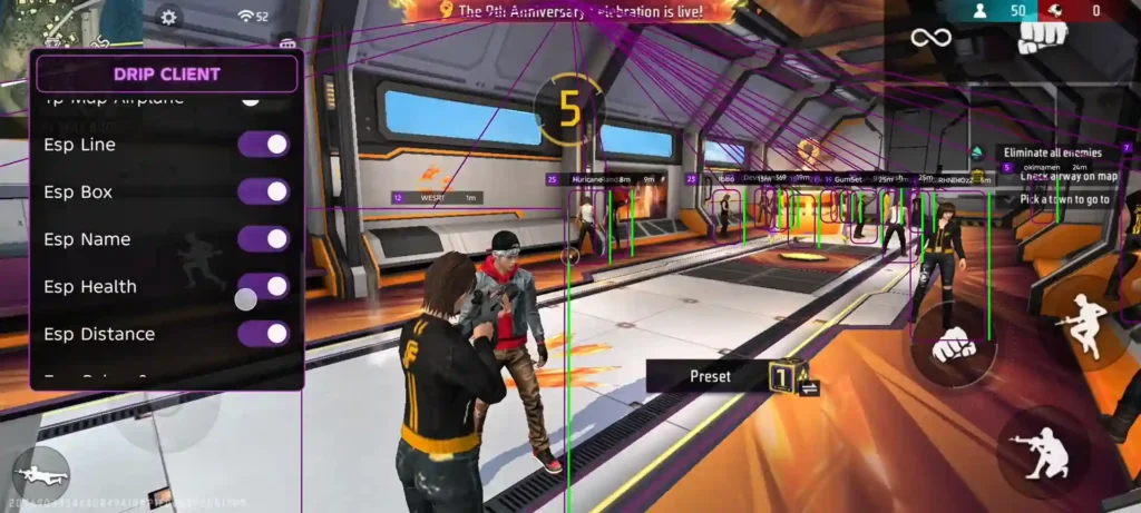 TruxenonFF gameplay customization interface displayed during Free Fire gameplay on Android